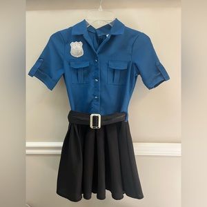 Halloween Costume- Police Woman- Size L- 12-14 Blue and Black